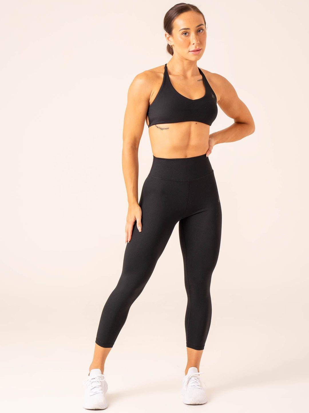 Reese Ribbed Seamless High Waisted Leggings - Black - Eleven Oaks Boutique